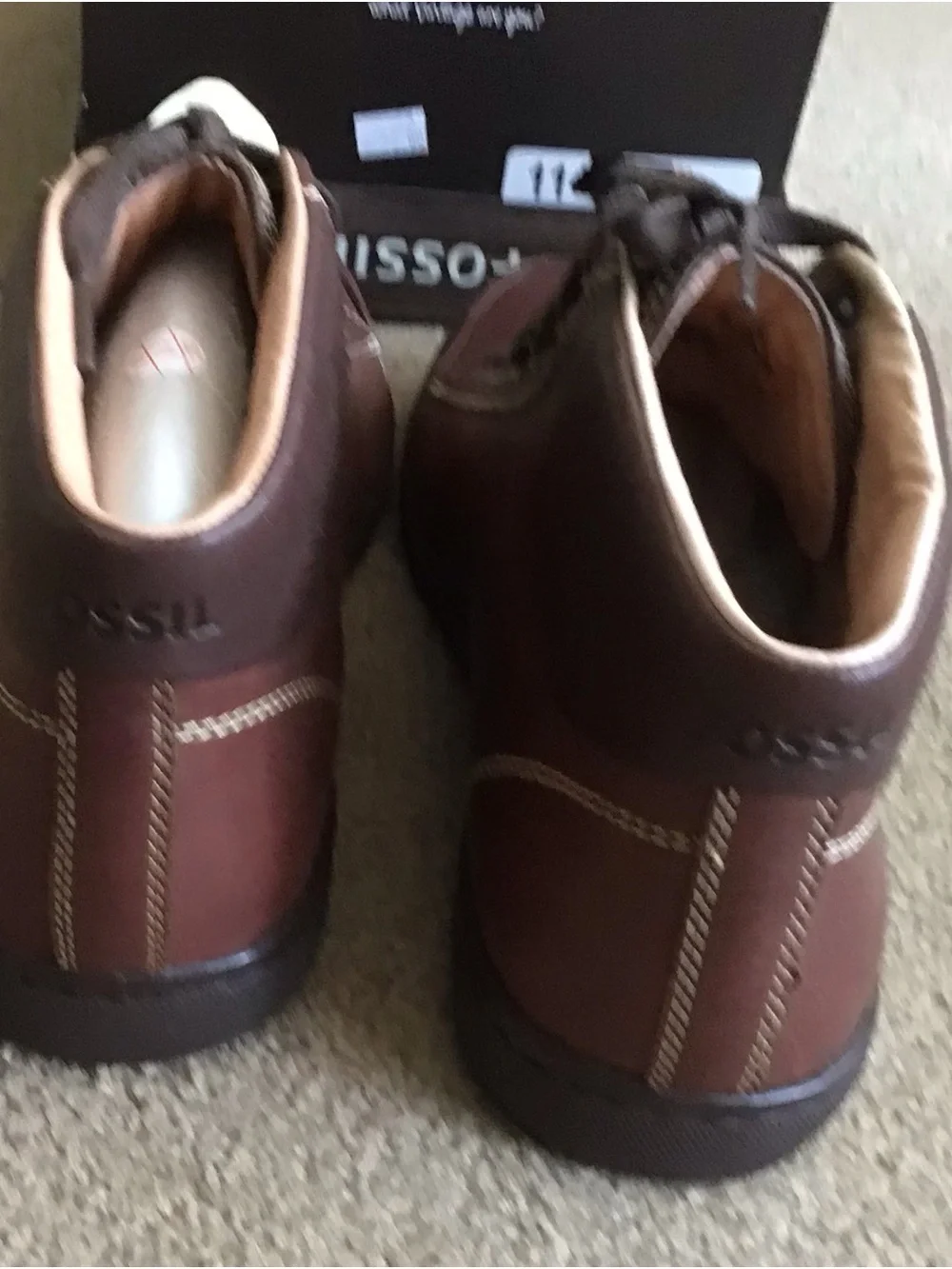 Fossil Pembroke Brown Leather High-Top Lace-Up Boots, Size 11 NIB